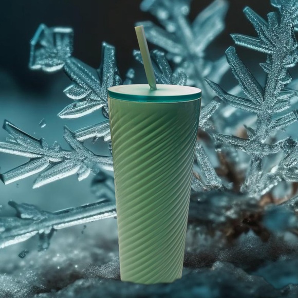 Starbucks Mint Green Swirl Cup Stainless Steel Cold Tumbler 24oz Insulated New - Picture 6 of 15